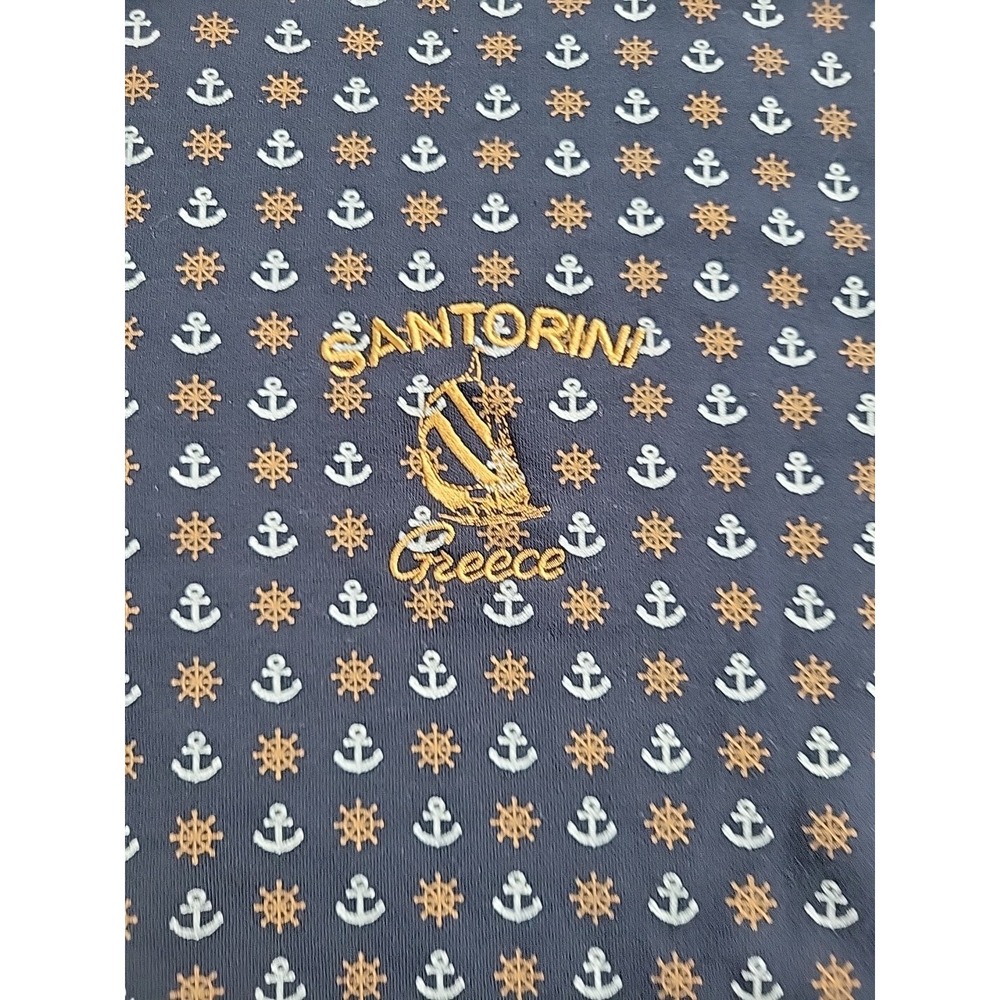 SANTORINI Greece Men's Blue  Polo Shirt Size XL Helm & Anchor All over - Picture 3 of 8